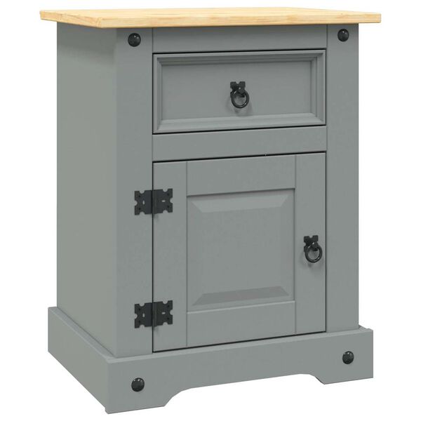 vidaXL Bedside Cabinet Mexican Pine Corona Range Grey 53x39x67 cm