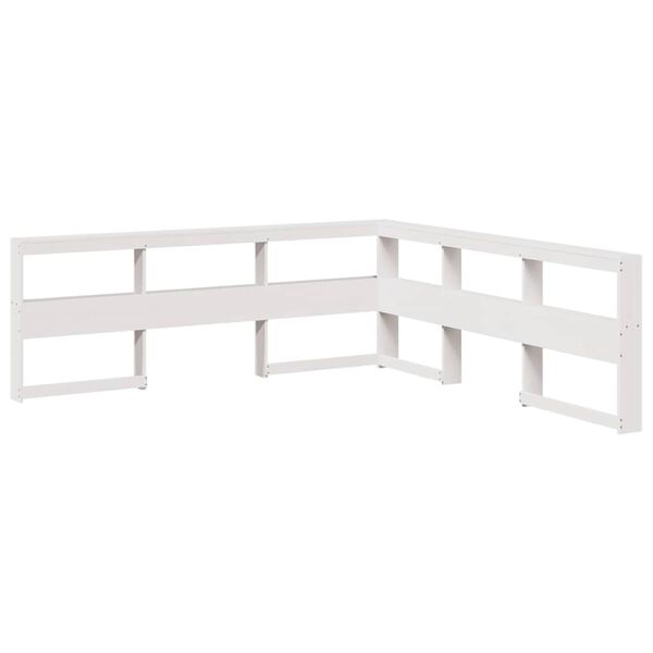 vidaXL Bookcase Headboard L-Shaped White 180 cm Solid Wood Pine