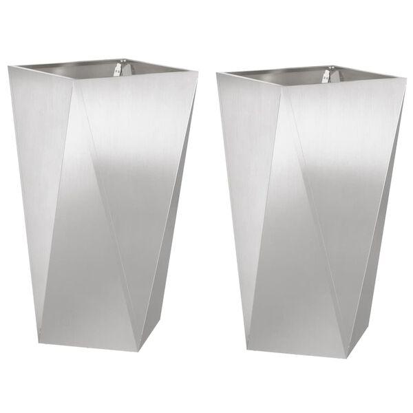 vidaXL Planter 2 pcs Silver 40 x 40 x 75 cm Stainless Steel