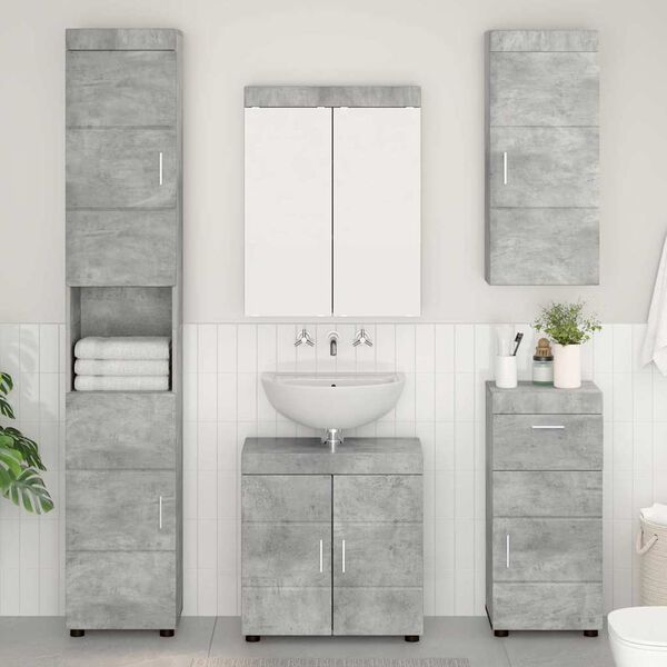 vidaXL Bathroom Wall Cabinet TULUM Concrete Grey 37 x 24.5 x 86 cm