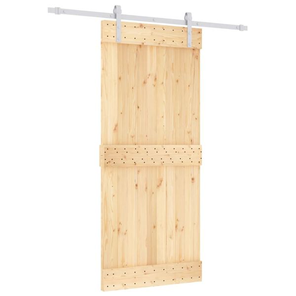 vidaXL Sliding Door with Hardware Set 90x210 cm Solid Wood Pine
