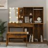 vidaXL Dressing Table Set with LED Smoked Oak Engineered Wood