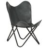 vidaXL Butterfly Chair Grey Kids Size Real Leather