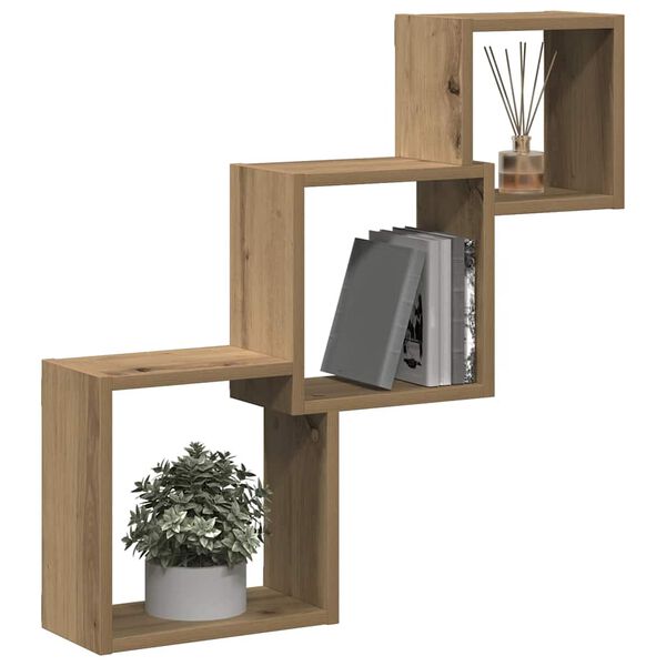 vidaXL Wall Cube Shelves Artisan Oak 68x15x68 cm Engineered Wood