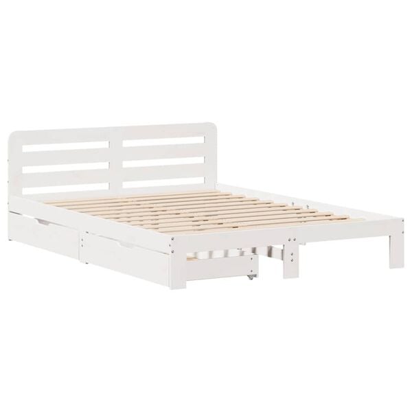 vidaXL Bed Frame without Mattress White 140x200 cm Solid Wood Pine