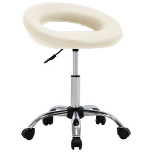 vidaXL Rolling Work Chair Cream Faux Leather