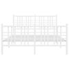 vidaXL Metal Bed Frame without Mattress with Footboard White 137x190cm