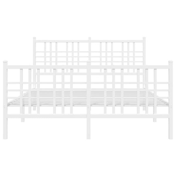 vidaXL Metal Bed Frame without Mattress with Footboard White 137x190cm