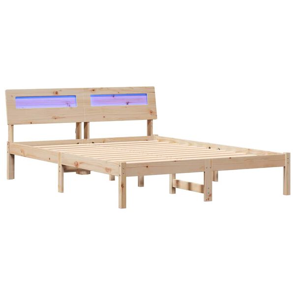 vidaXL Bed Frame with Headboard Brown 120 x 200 cm Solid Pine Wood