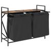 vidaXL Laundry Basket 2 Compartments with Shelf Smoked Oak