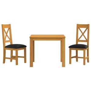 vidaXL Dining Set 3 pcs Black Solid Oak Wood