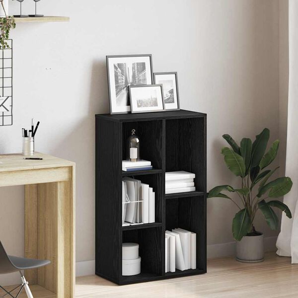 vidaXL Bookcase Black Oak 50x25x80 cm Engineered Wood