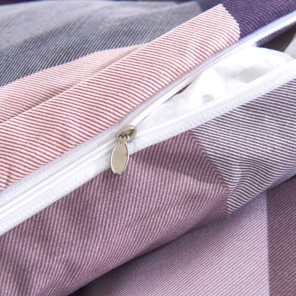 vidaXL Duvet Cover Set Purple Checkered Print 155x220/80x80 cm