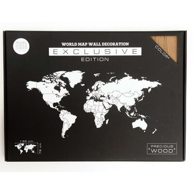 MiMi Innovations Wooden World Map Wall Decoration Exclusive Walnut 130x78 cm