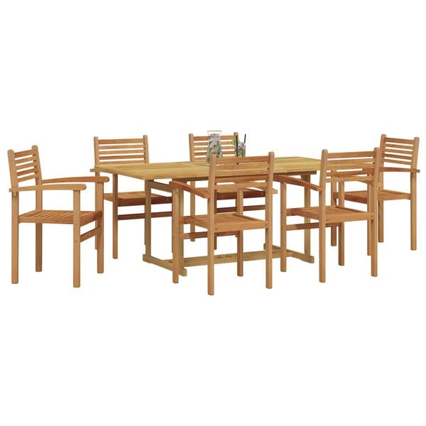 vidaXL Garden Dining Set 7 pcs Brown Solid Teak Wood