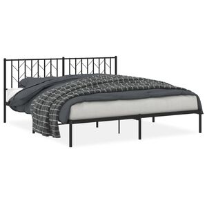 vidaXL Metal Bed Frame without Mattress with Headboard Black 180x200cm
