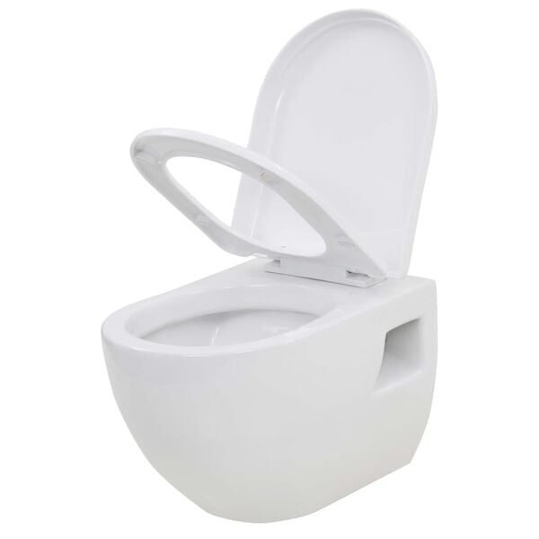 vidaXL Wall-Hung Toilet with Concealed Cistern Ceramic White