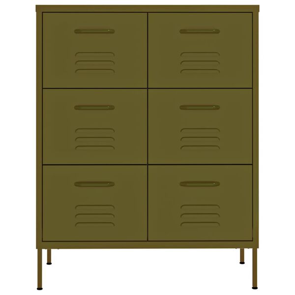 vidaXL Drawer Cabinet Olive Green 80x35x101.5 cm Steel