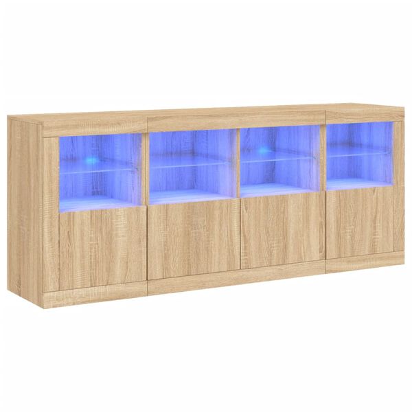 vidaXL Sideboard with LED Lights Sonoma Oak 163x37x67 cm