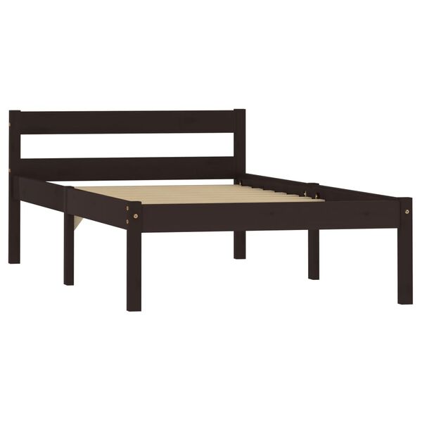vidaXL Bed Frame without Mattress Dark Brown Solid Wood 90x200 cm (283202+321988)