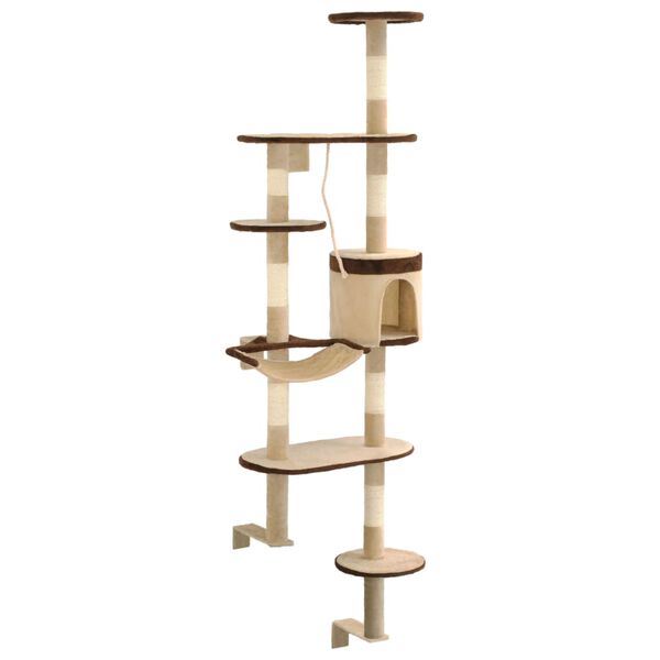 vidaXL Cat Tree with Sisal Scratching Posts Wall Mounted 194 cm
