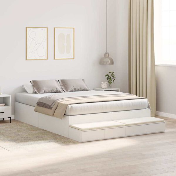 vidaXL Storage Bed Frame with Drawer White 150 cm Engineered Wood
