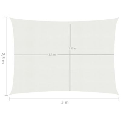 vidaXL Sunshade Sail 160 g/m² White 2.5x3 m HDPE