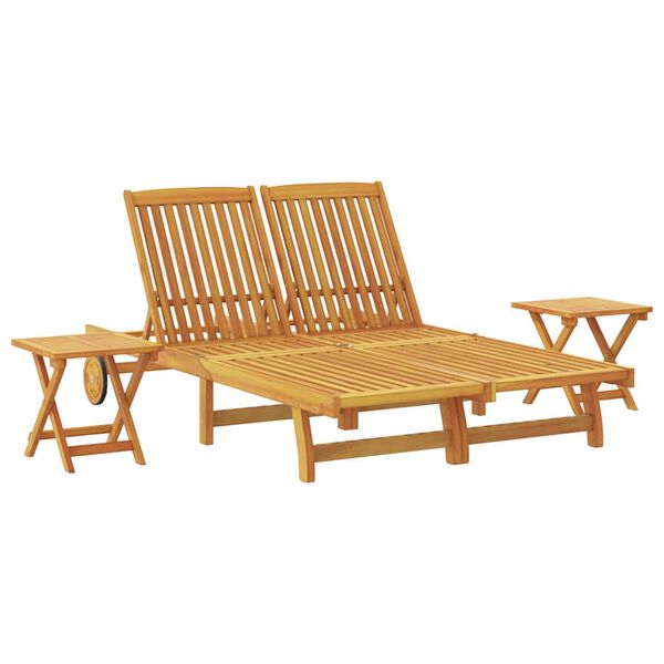 vidaXL Sun Lounger Reclining Brown Solid Acacia Wood