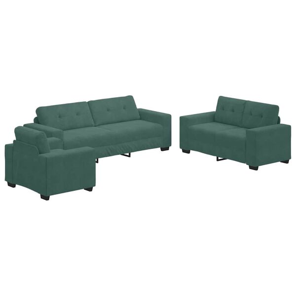 vidaXL Sofa 3 pcs Dark Green Velvet