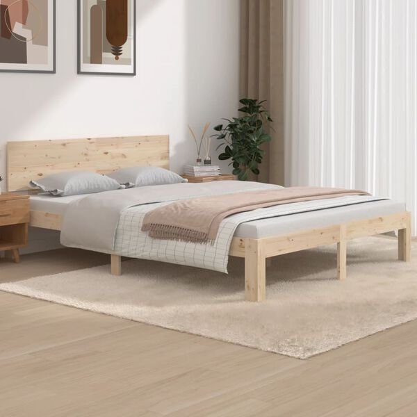 vidaXL Bed Frame without Mattress Solid Wood Pine 140x190cm