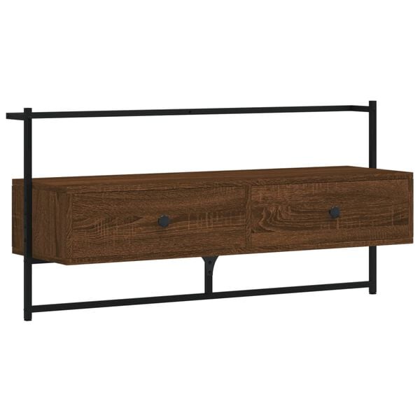vidaXL TV Cabinet Wall-mounted Brown Oak 100.5x30x51 cm Engineered Wood