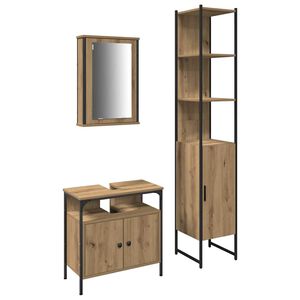 vidaXL Bathroom Furniture Set 3 pcs Artisan Oak Engineered Wood