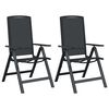 vidaXL Reclining Garden Chairs 2 pcs Black Textilene