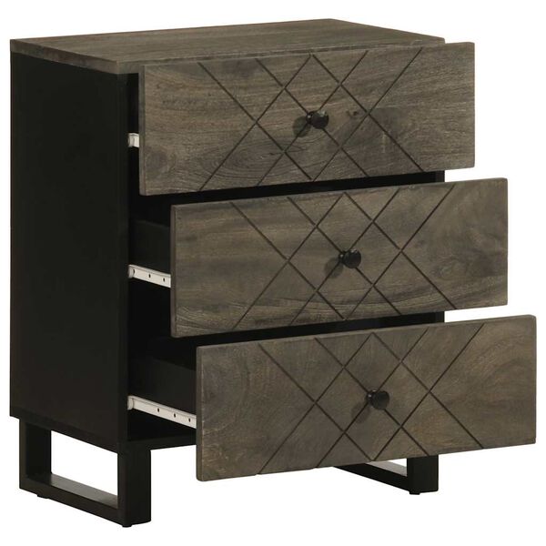 vidaXL Bedside Cabinet Black 50x33x62 cm Solid Wood Mango
