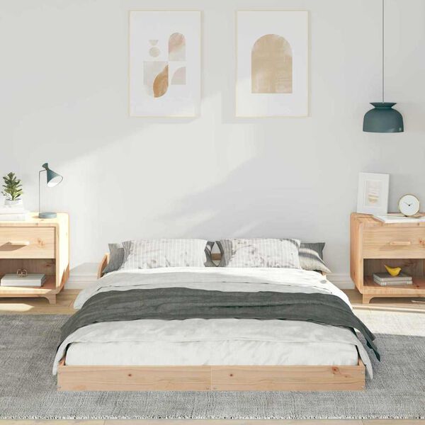 vidaXL Bed Frame Brown 135 x 190 cm Solid Pine Wood