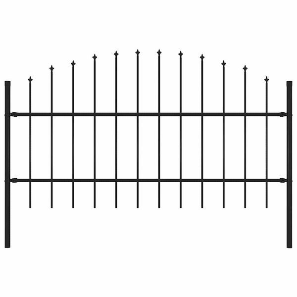 vidaXL Garden Fence with Spear Top Steel 170x100 cm Black