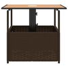 vidaXL Garden Table with Parasol Hole Brown 55x55x46.5 cm Poly Rattan