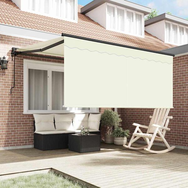 vidaXL Retractable Awning Cream 350 x 250 cm Polyester and Aluminium