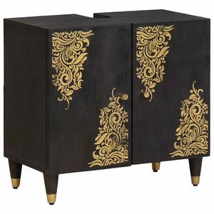 vidaXL Sink cabinet with Door Black 62 x 33 x 58 cm Solid Mango Wood