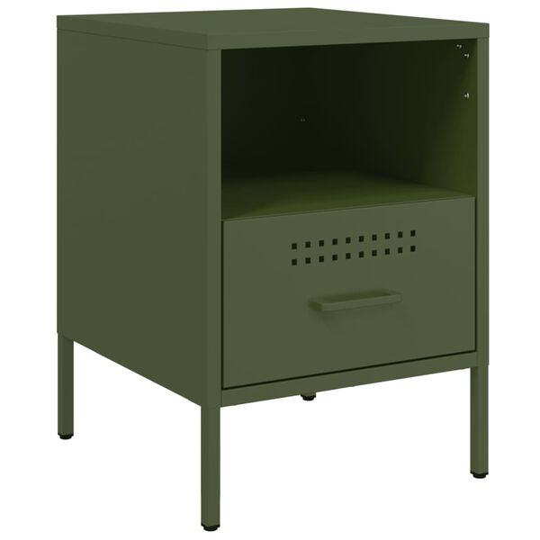 vidaXL Bedside Cabinet Olive Green 36x39x50.5 cm Steel
