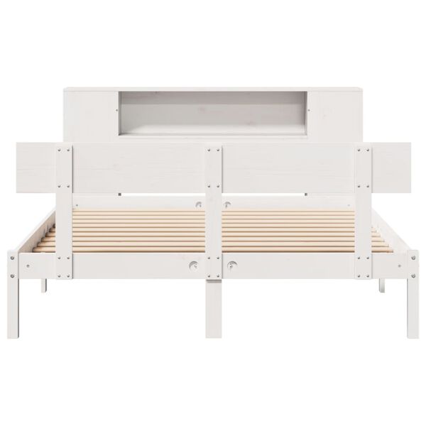 vidaXL Bookcase Bed without Mattress White 150x200 cm King Size Solid Wood Pine