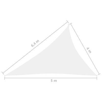 vidaXL Sunshade Sail Oxford Fabric Triangular 4x5x6.4 m White