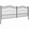 vidaXL Fence Gate with Spear Top with Lock Grey 404 x 150 cm Steel