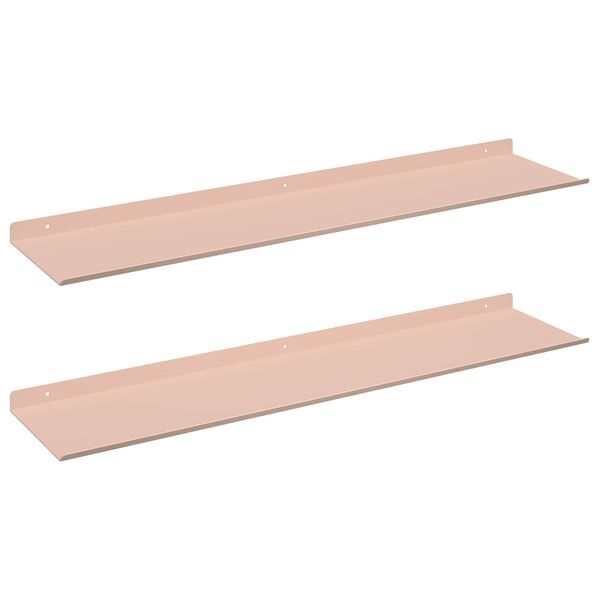vidaXL Floating Shelf Wall-mounted 2 pcs Pink 80 x 18 x 2.5 cm Steel