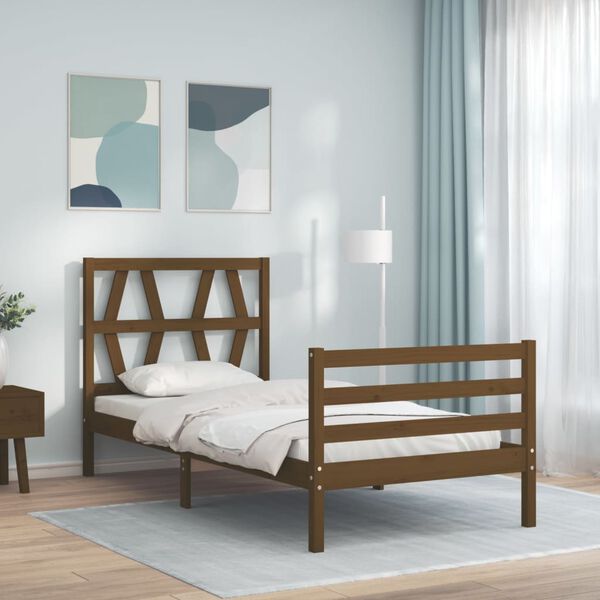vidaXL Bed Frame without Mattress Honey Brown Single Solid Wood