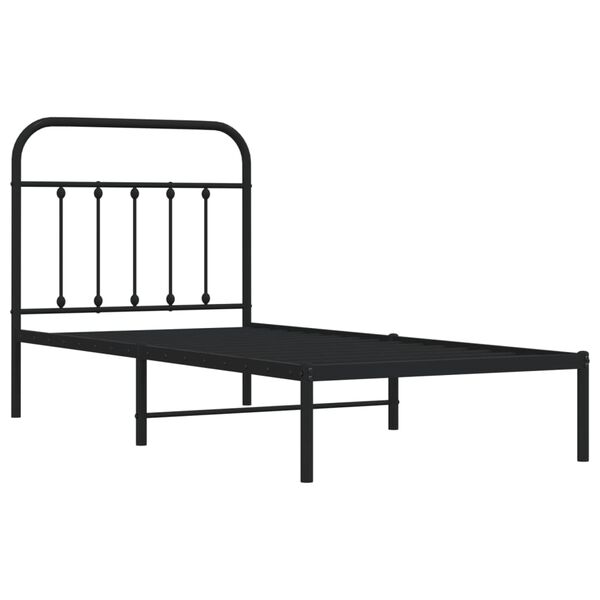 vidaXL Metal Bed Frame without Mattress with Headboard Black 90x200cm