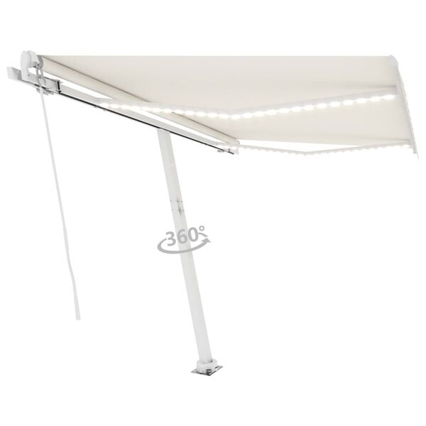 vidaXL Manual Retractable Awning with LED 350x250 cm Cream