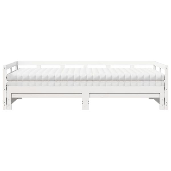vidaXL Daybed with Trundle and Mattresses White 90x190 cm Solid Wood Pine