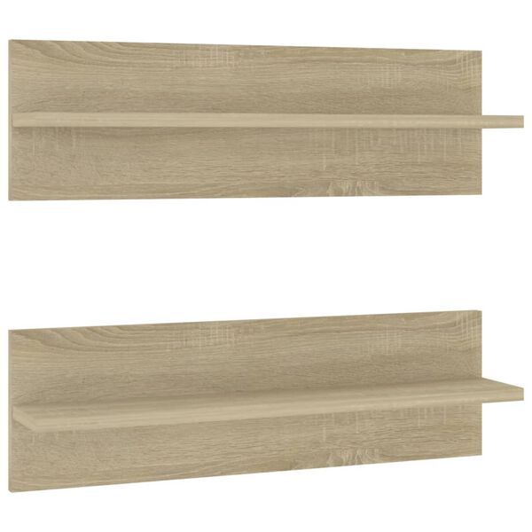 vidaXL Wall Shelf 2 pcs Sonoma Oak 60x11.5x18 cm Engineered Wood
