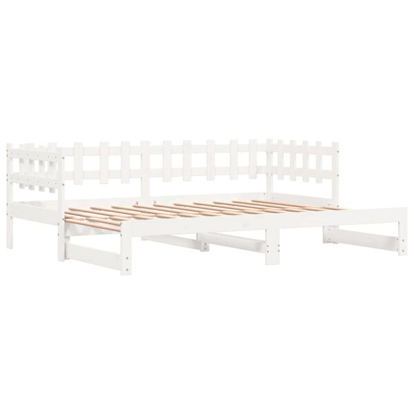 vidaXL Pull-out Day Bed without Mattress White 2x(90x200) cm Solid Wood